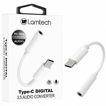 Lamtech Μετατροπέας USB-C male σε 3.5mm female Λευκό